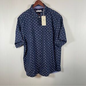 Tommy Bahama Mens XXL Shirt Red White & Beachy Navy Short Sleeve Cotton $115 Ret